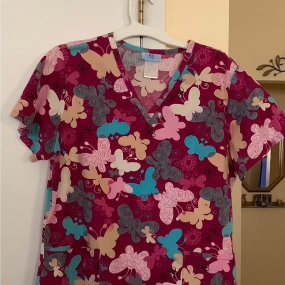 Butterfly Print V-Neck Women's Top